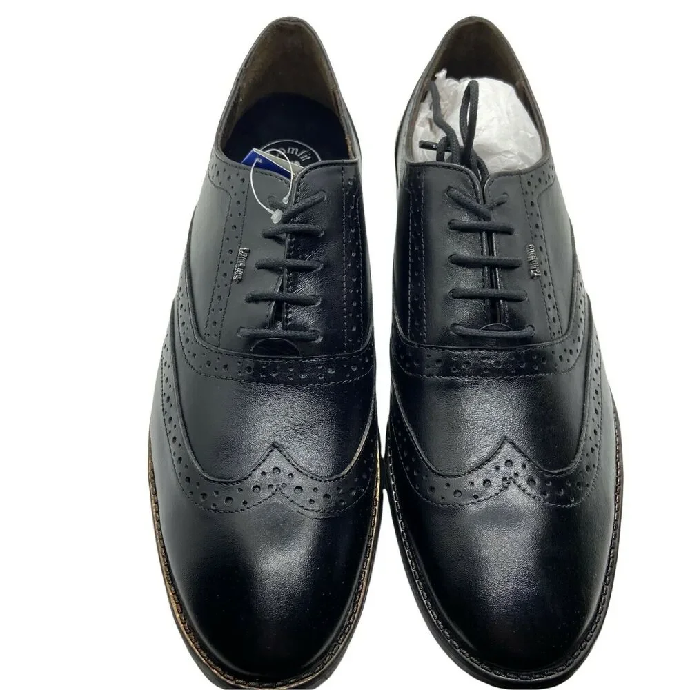 Lotus Bawa Men's Black Leather Almond Toe Lace Up Oxford Dress Shoes size 11